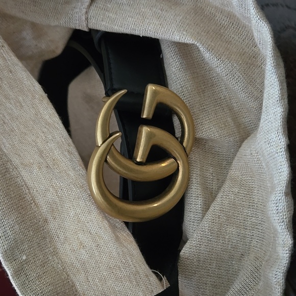 GUCCI GG MARMONT SLIM BELT UNISEX  BLACK SMOOTH LEATHER SIZE 80 WIT GUCCI BOX - Picture 14 of 16